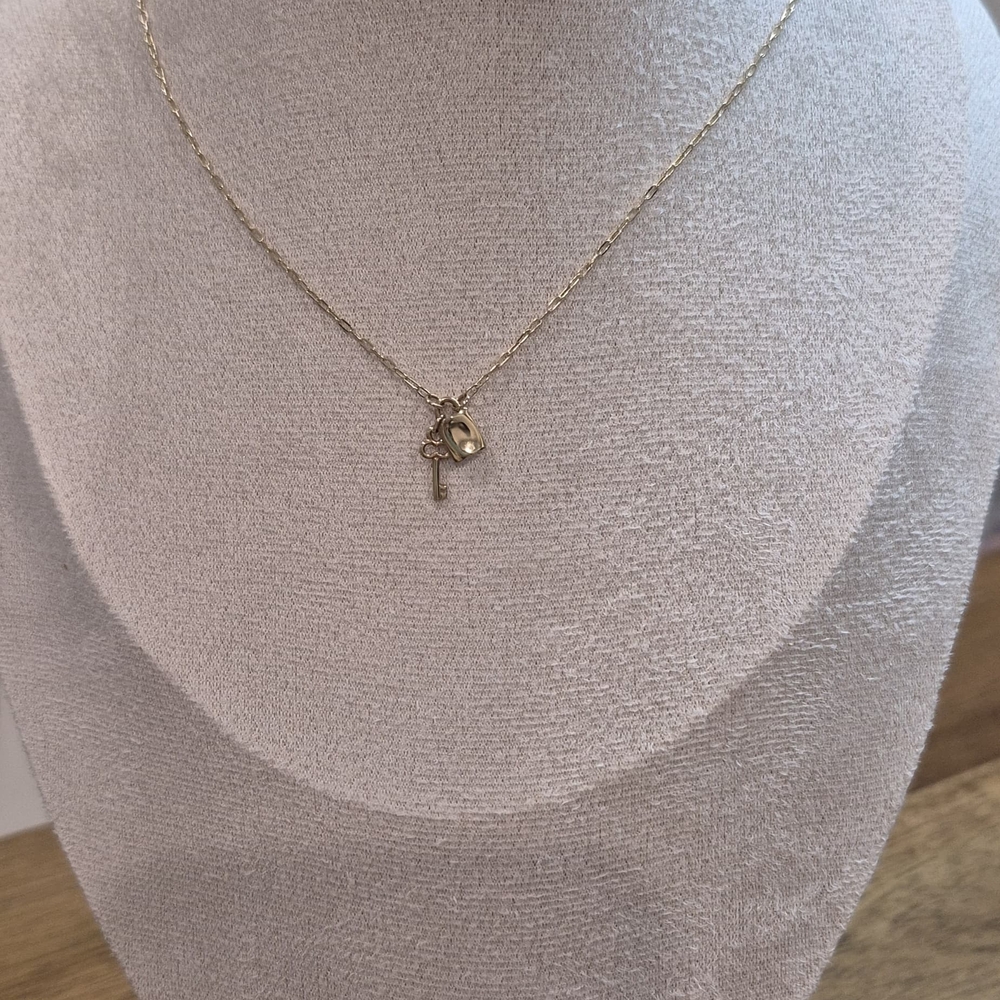 Gold Key and Lock Pendant Necklace